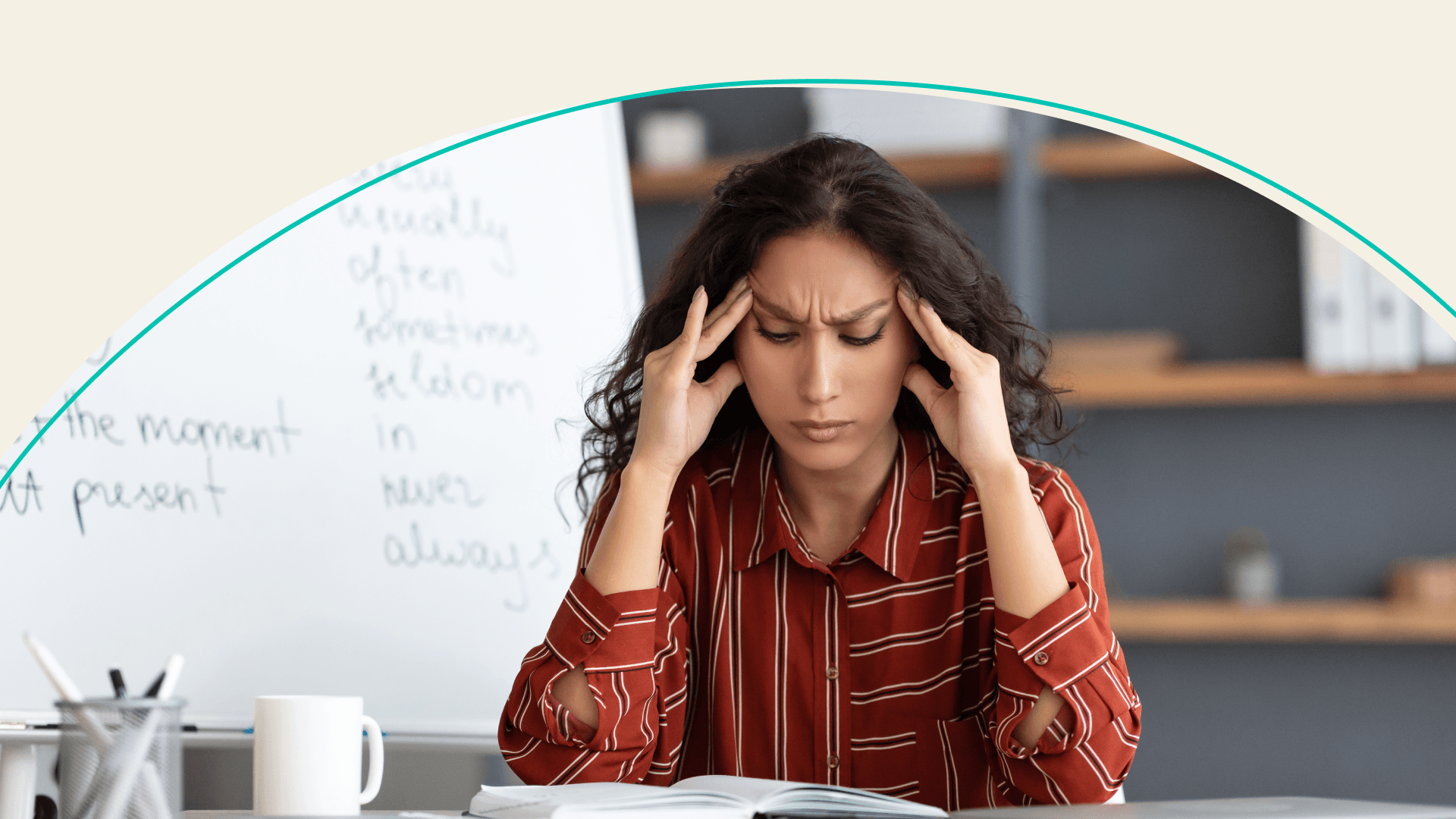 A teacher looking stressed