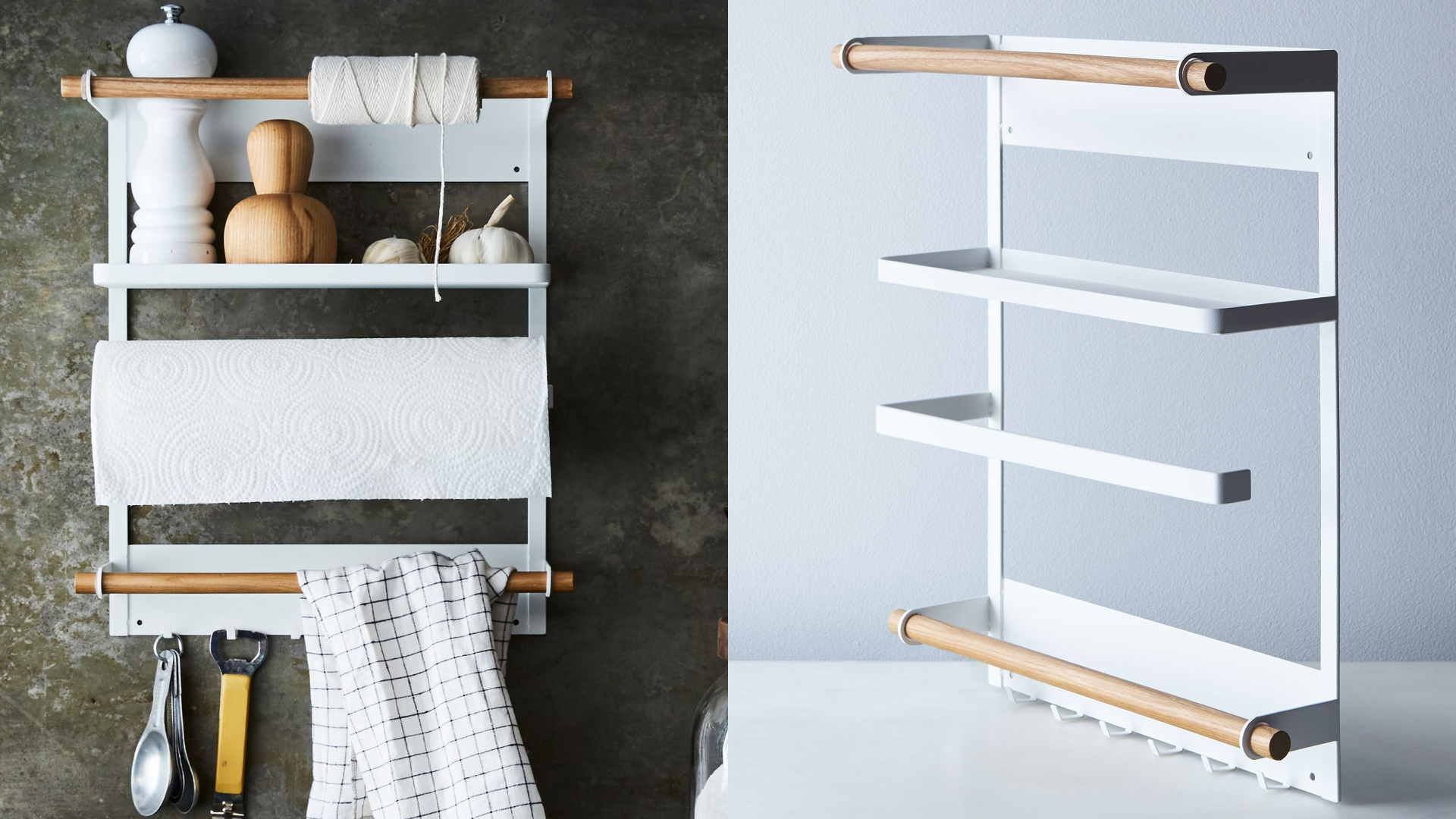 magnetic fridge rack for spices and paper towel roll