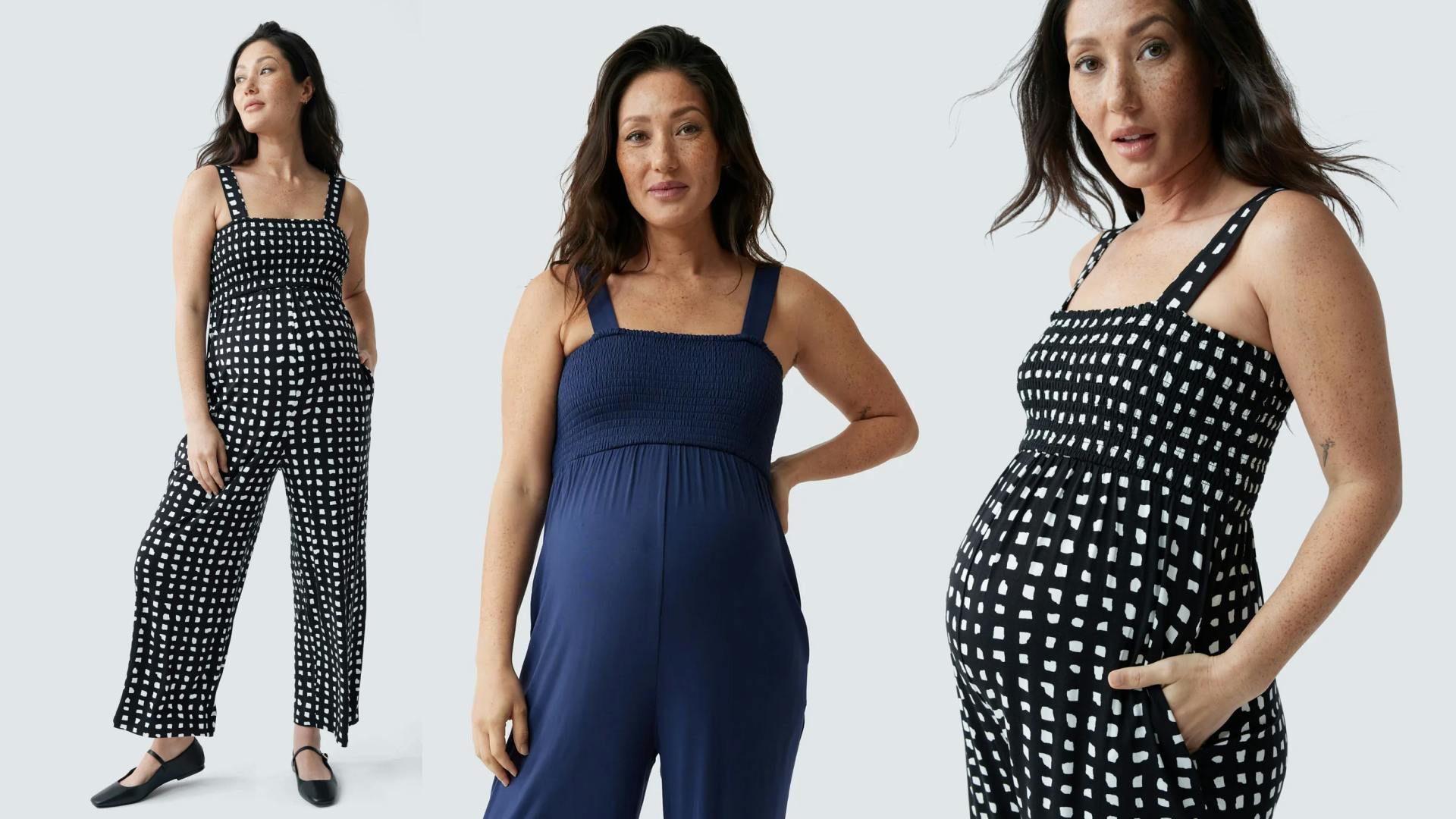 Smocked Bodice Maternity Jumpsuit