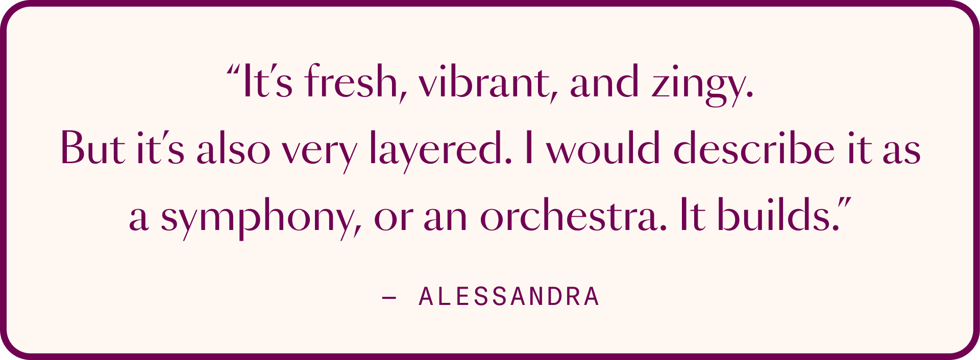 stylized Alessandra Rey quote about Trader Joe's Zhoug sauce