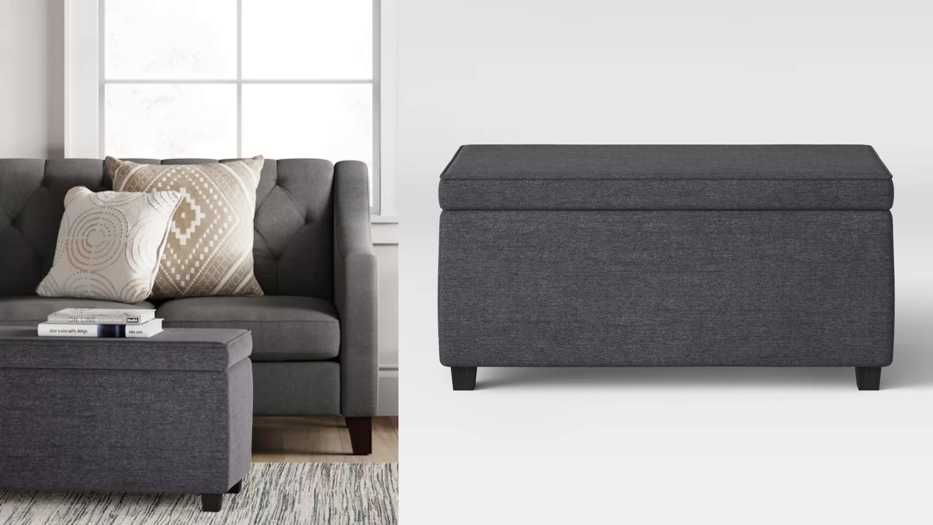 gray ottoman with storage