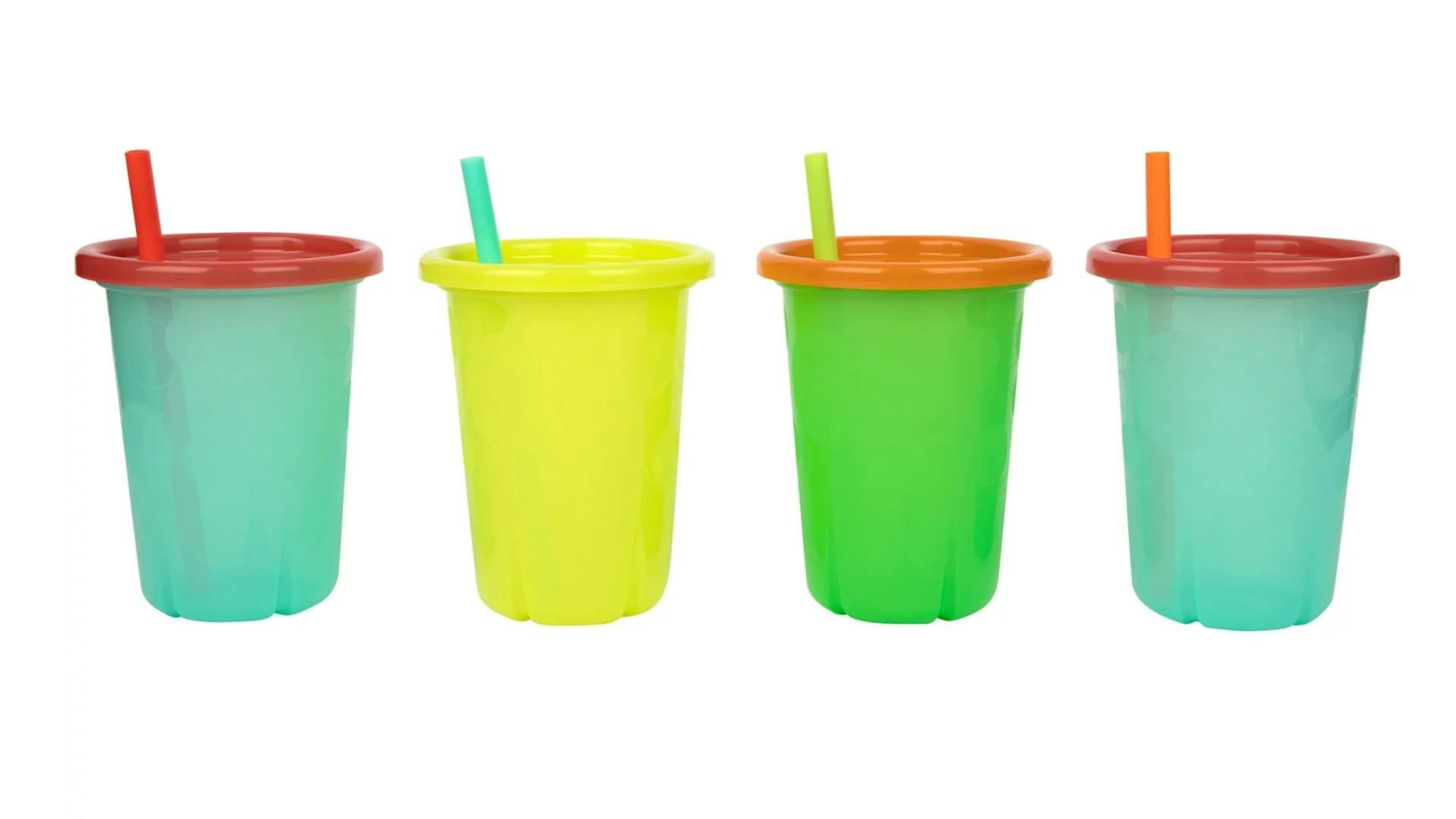 colorful straw cups with lids