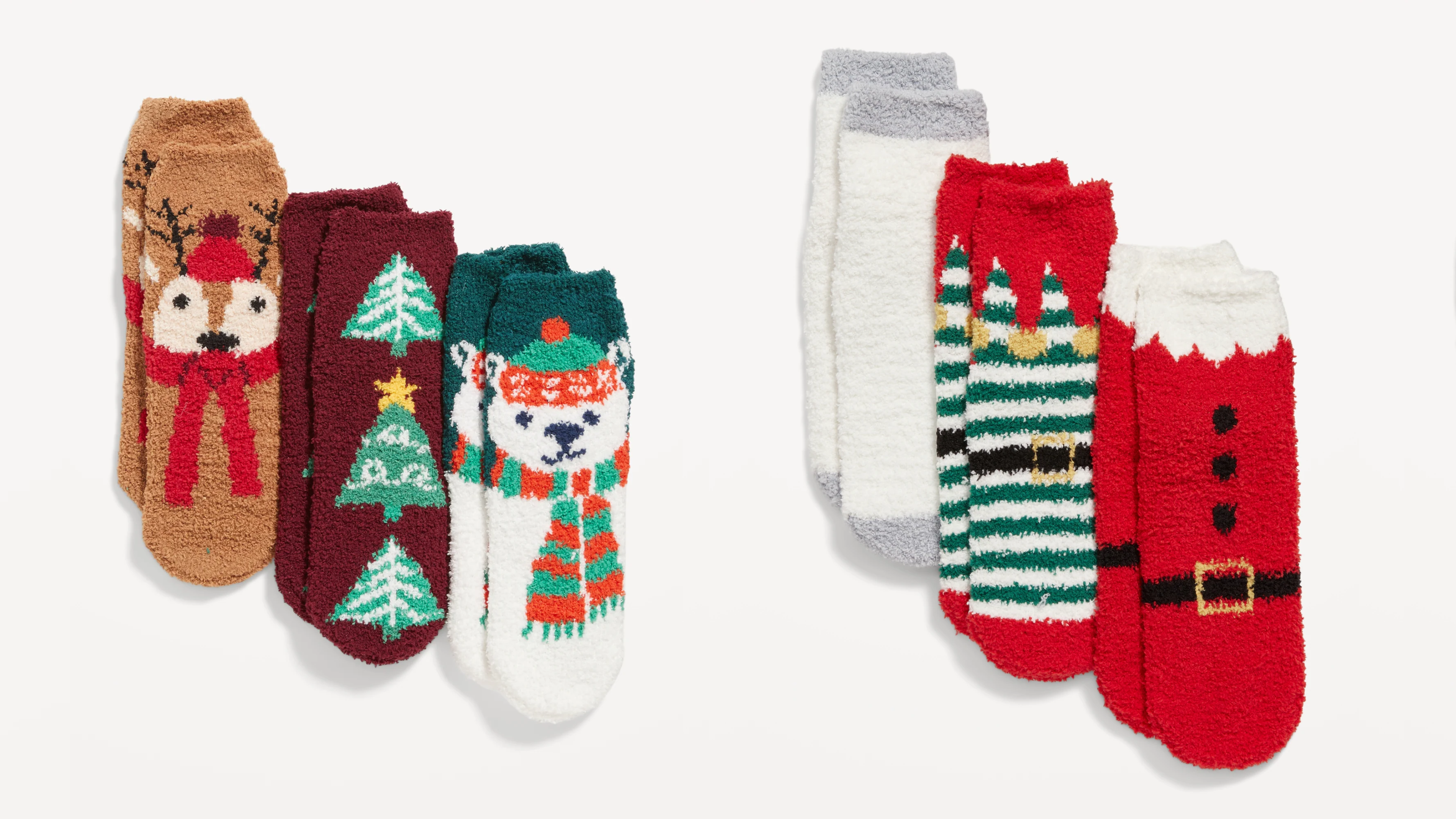 Festive socks on white background