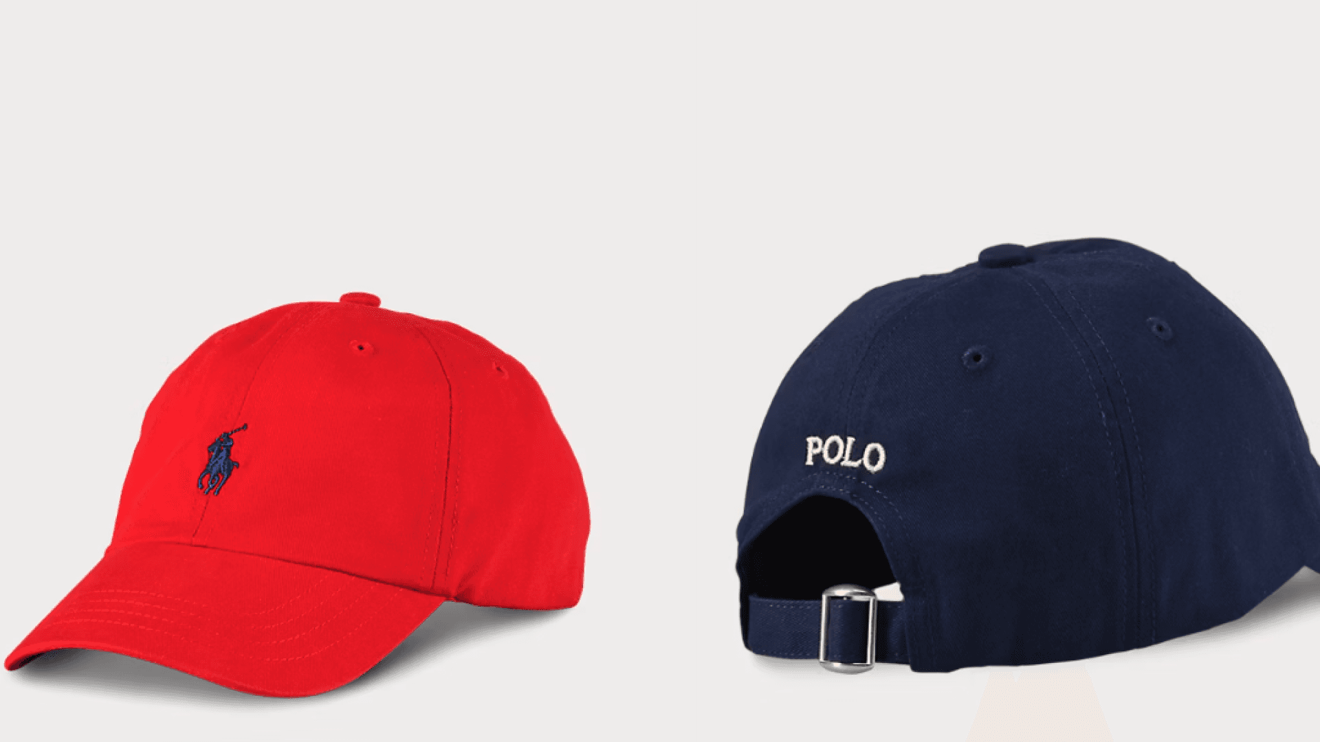 red and blue baseball hats