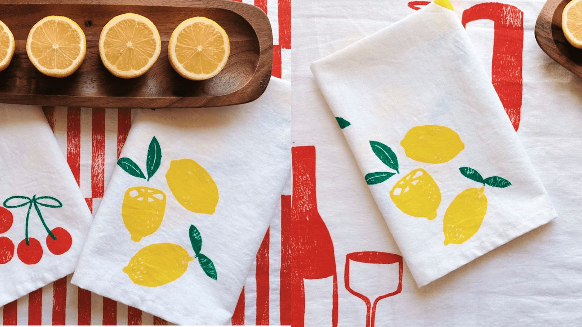 lemon printed linen napkins