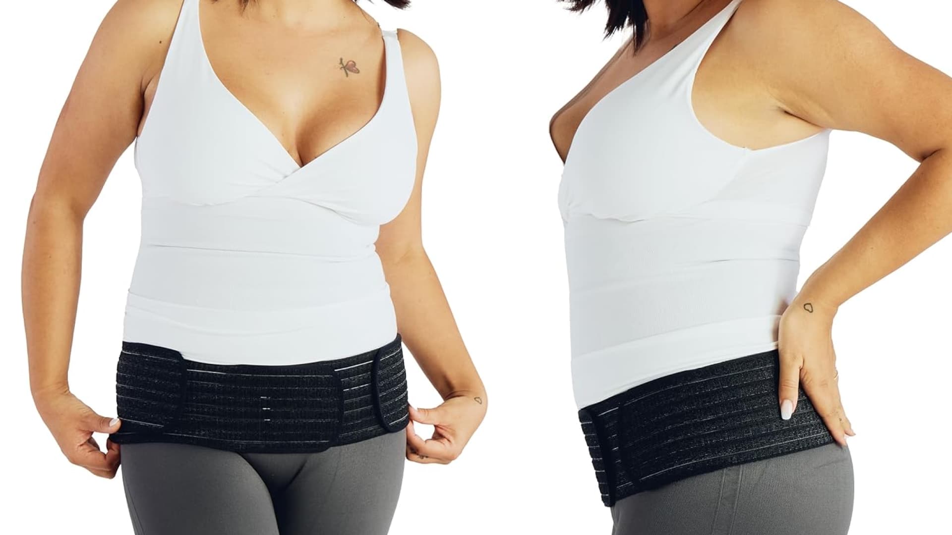 Belly Bandit 2-in-1 Hip Bandit - Adjustable Maternity Belt & Postpartum Wrap - Belly Support Band for Pregnancy, Hip Compression After Birth - Detachable Band for Back & Core Relief - Black, XS-M