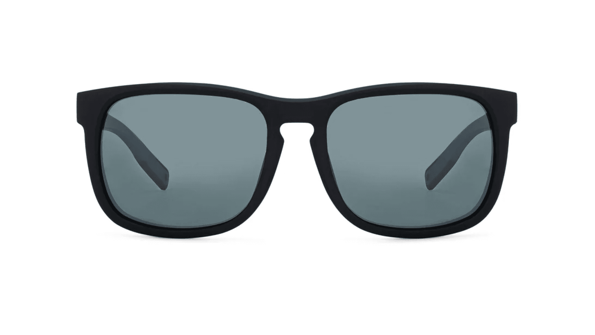 Sunglasses with matte black frame and dark grey lenses