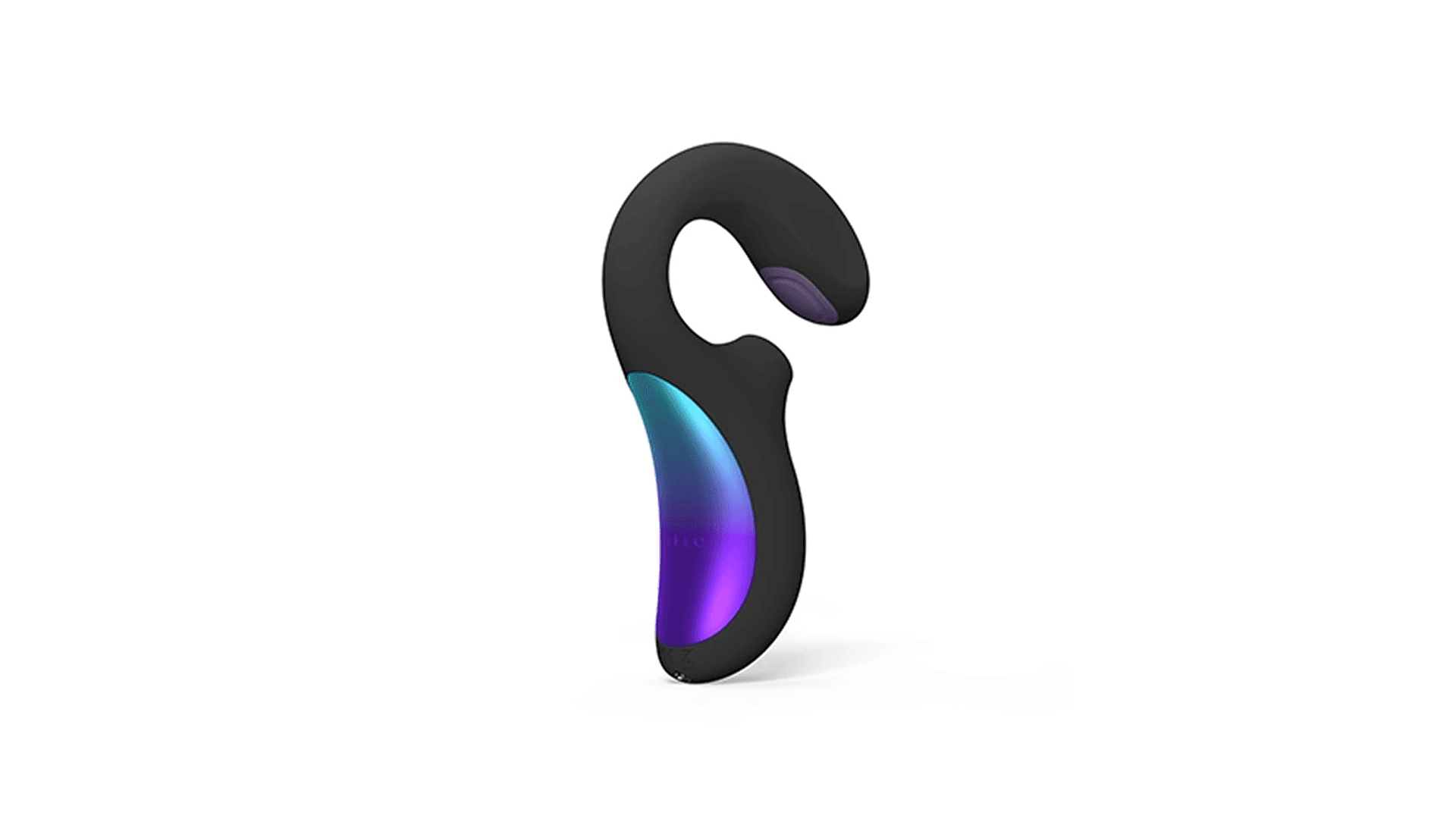 Black silicon vibrator with purple and teal accents