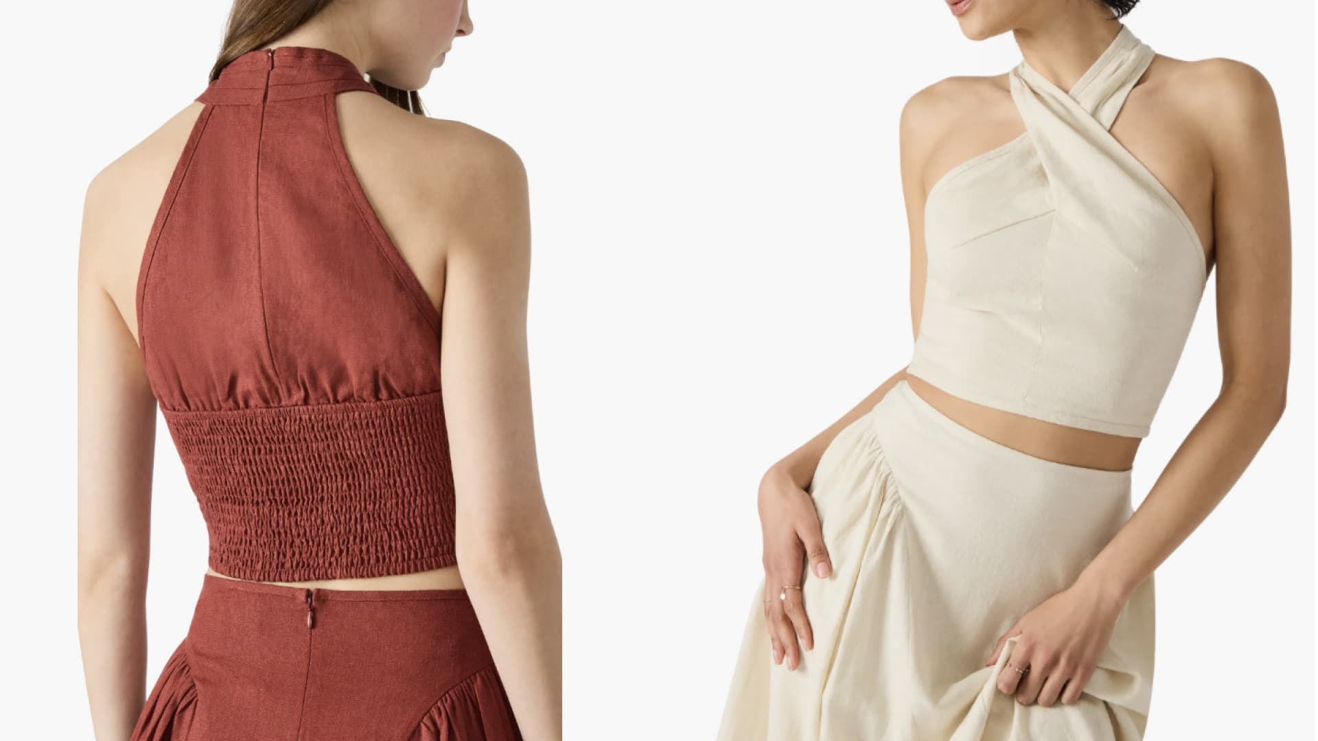 A crossneck cropped top