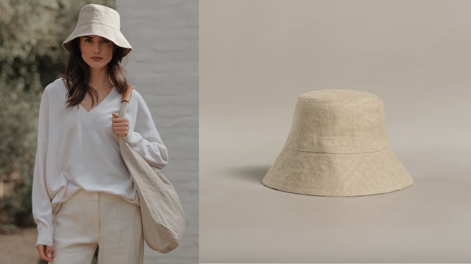 A linen bucket hat