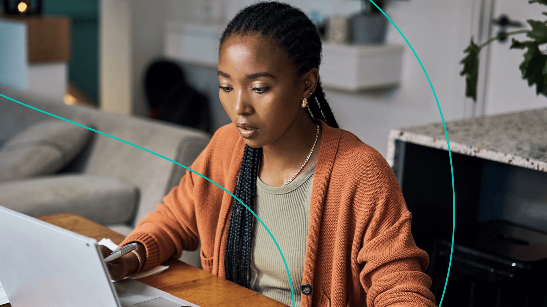 woman working at desk stock image