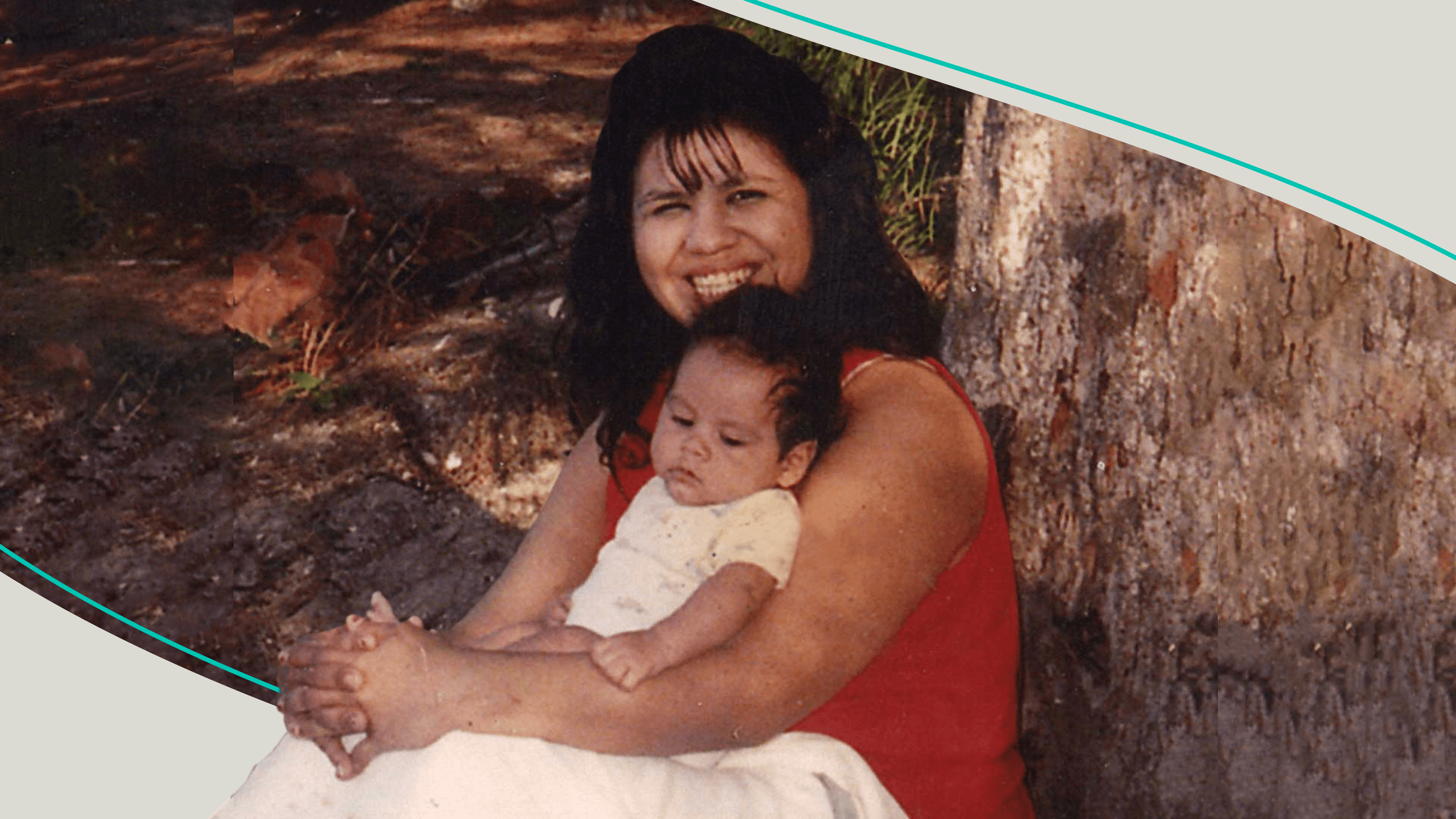 An old photo of Melissa Lucio with a baby