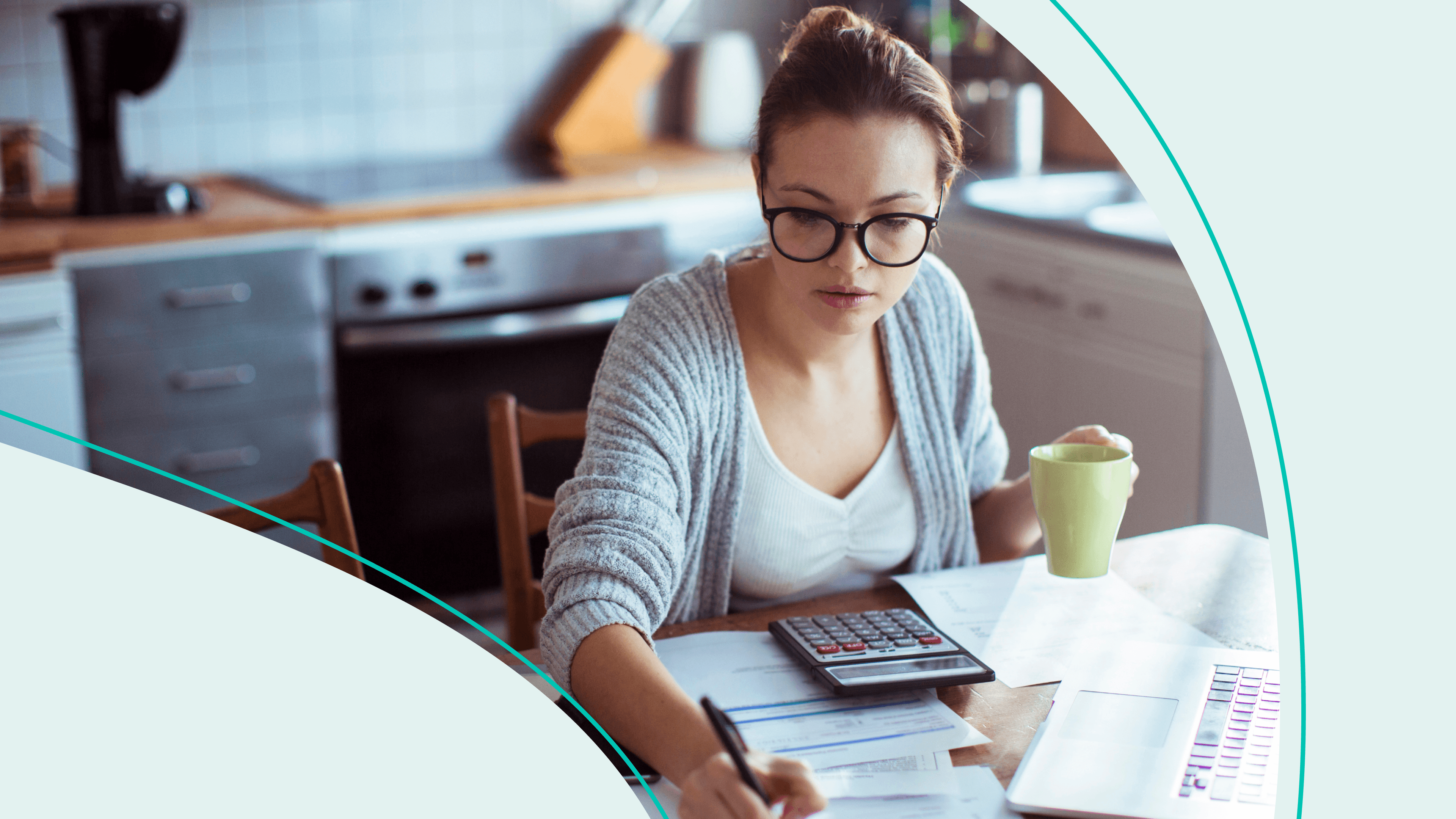 A woman working on taxes