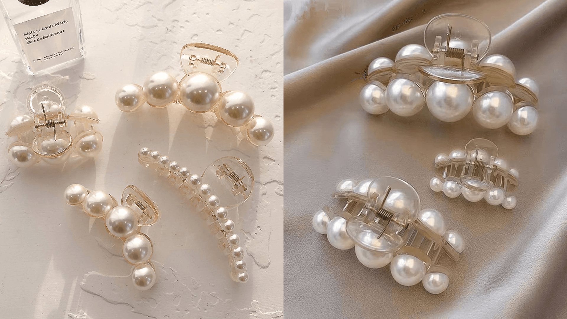 Pearl Hair Clips for Women,4 PCS Large Hair Claw Clip Strong Hold No Slip,Banana Jaw Clip Barrettes Nonslip,Elegant Hair Accessories Birthday Thanksgiving Christmas Gift for Girl Thick Thin Hair