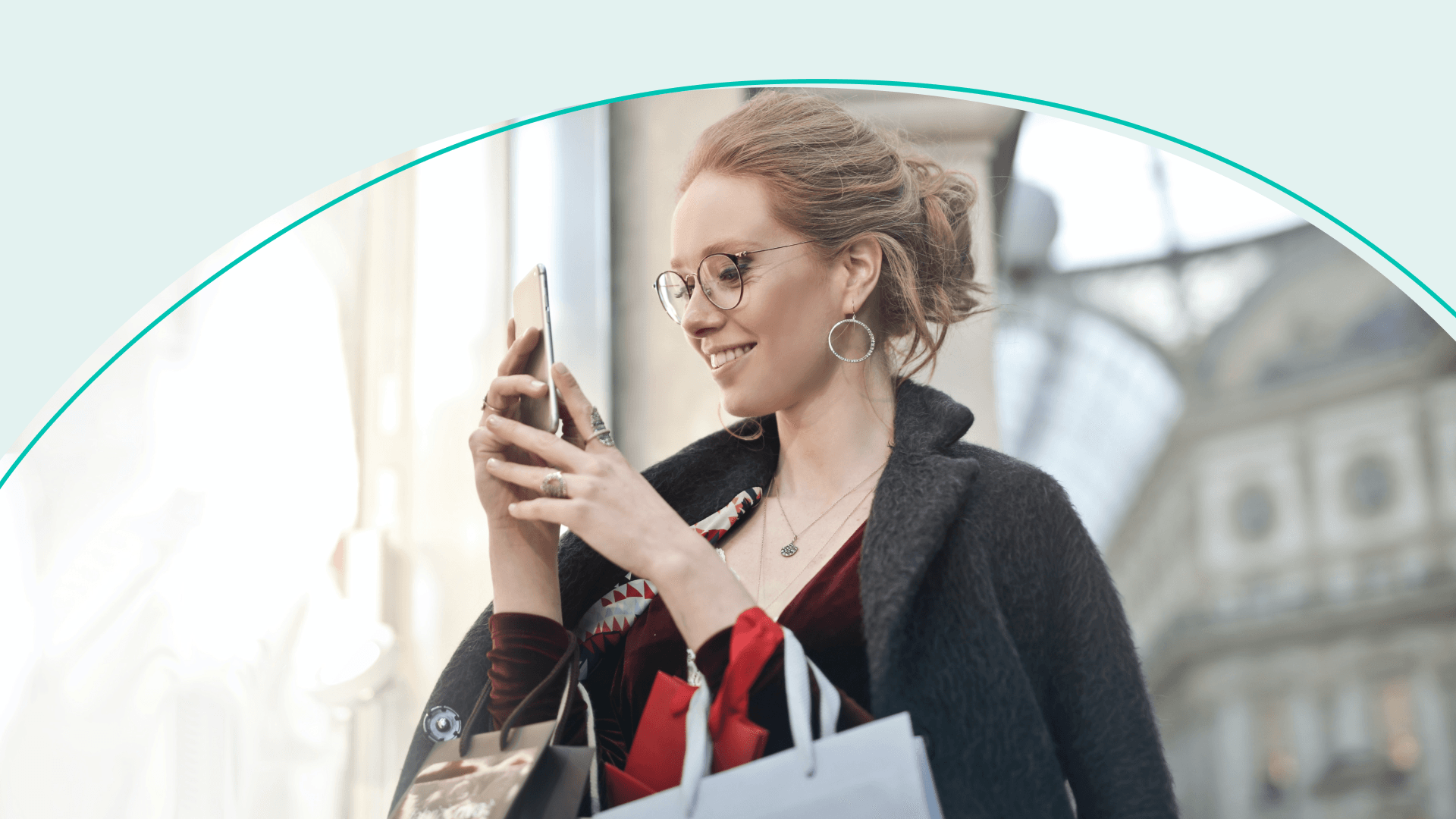 woman looking at phone stock image