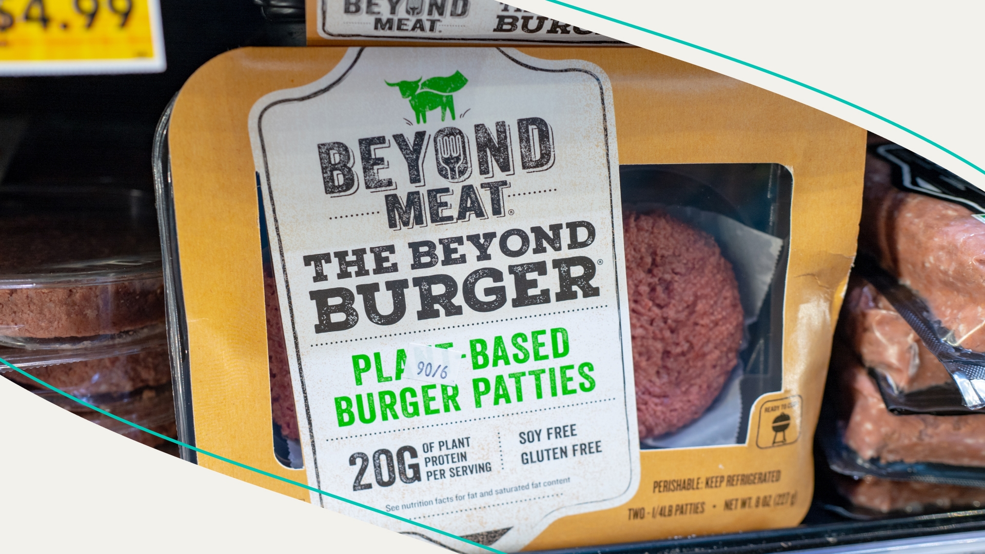 Engineered plant-based burger patties from food company Beyond Meat are visible on shelves among other meat alternatives at a grocery store in San Ramon, California, August 28, 2019.