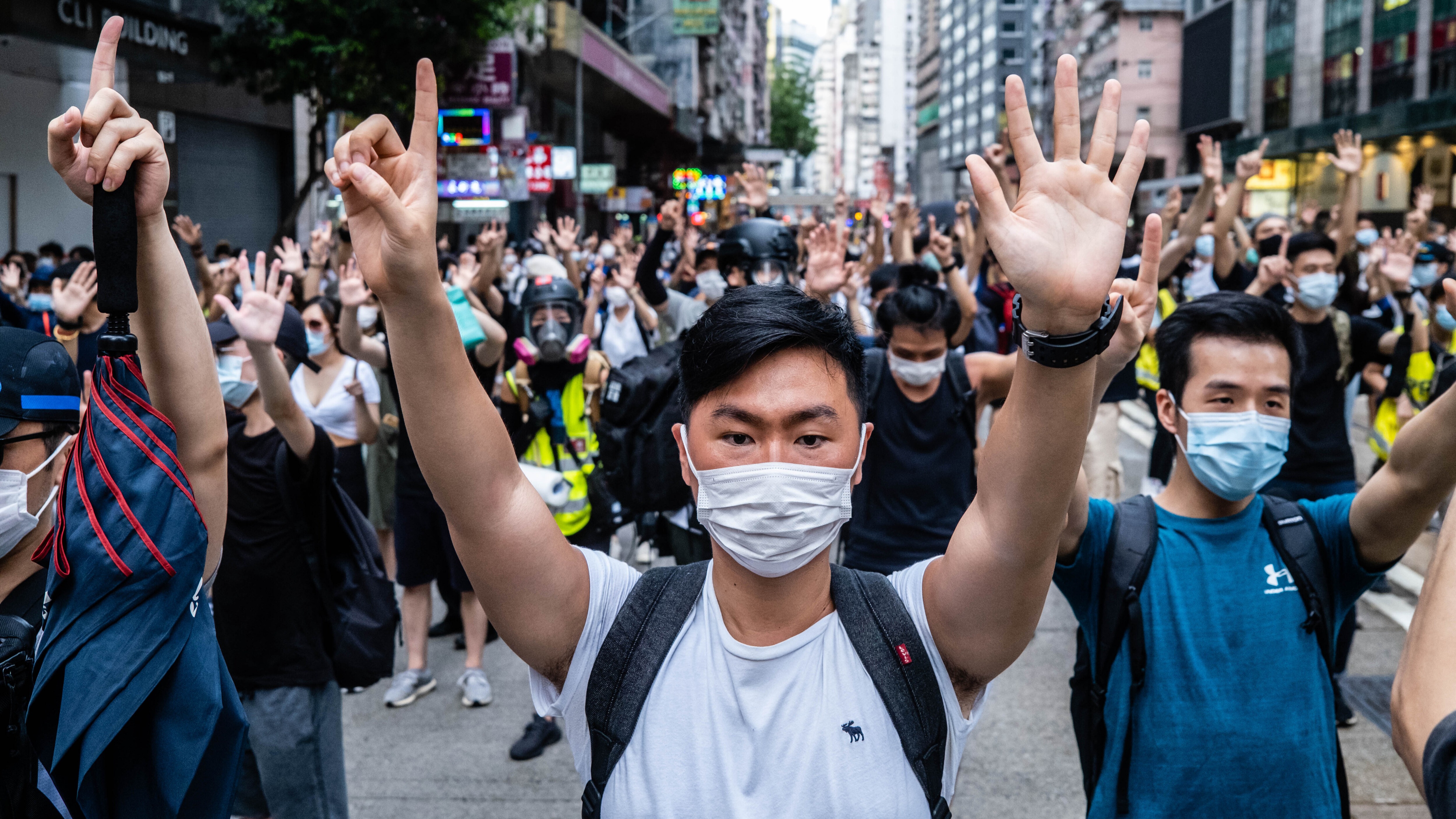 Protesters in Hong Kong