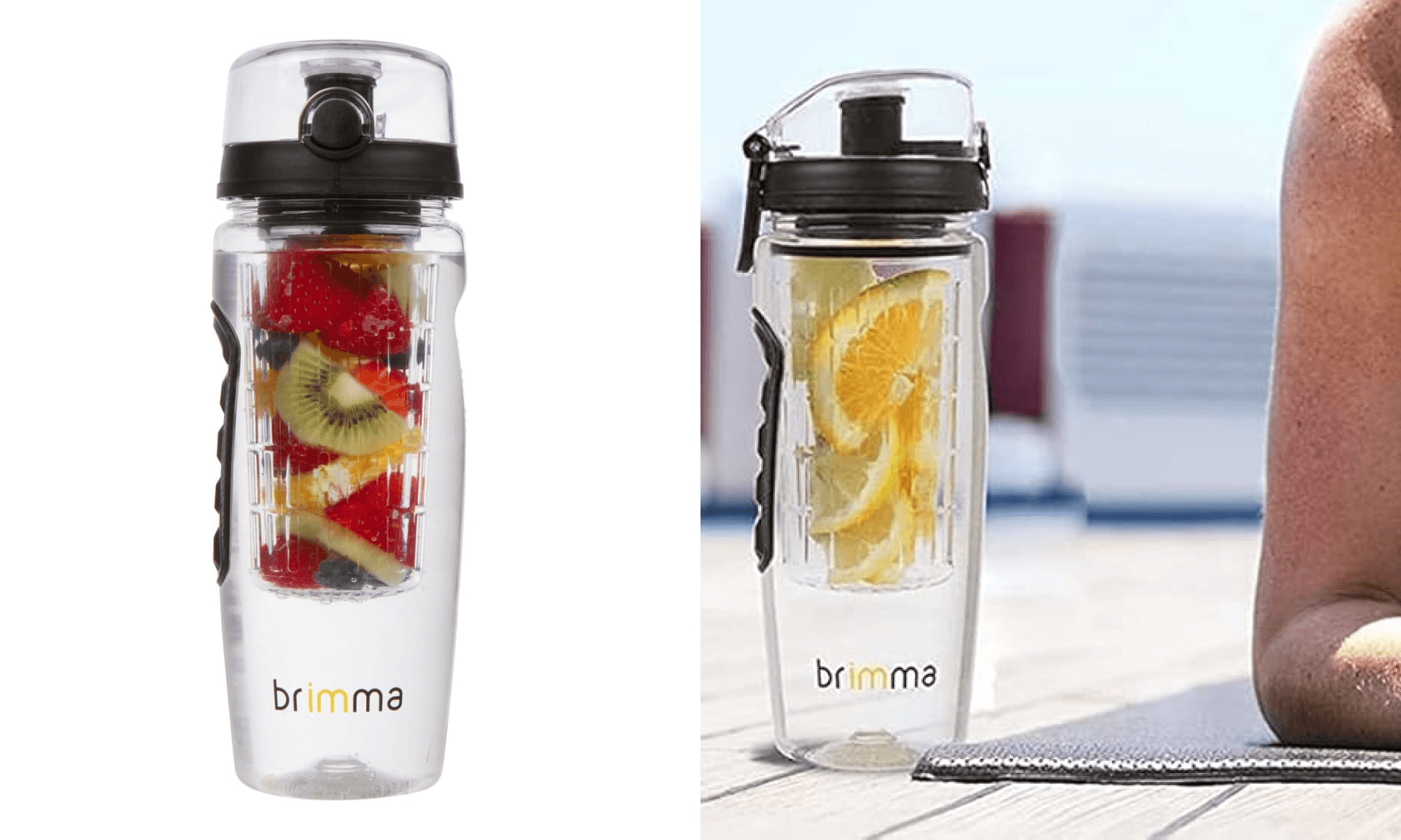 Brimma Fruit Infuser Water Bottle - 32 oz Large, Leakproof Plastic Fruit Infusion Water Bottle for Gym, Camping, and Travel