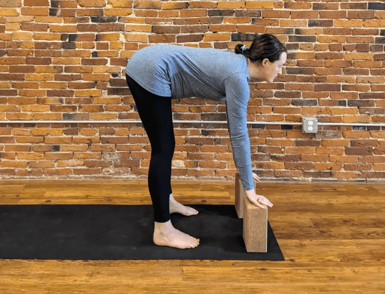 Pregnant person demonstrating halfway lift modification