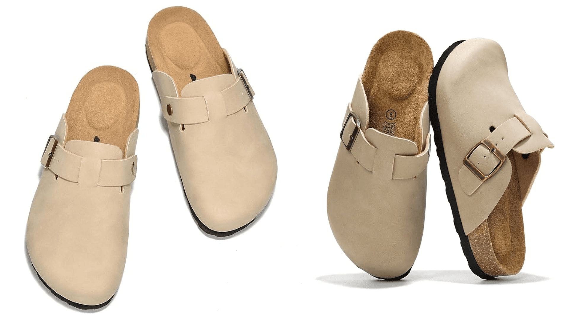 Project Cloud Genuine Leather Footbed Clogs for Women - Memory Foam Arch Support Slippers for Women - Trendy Slip-ons Women's Mules & Clogs Sandals (Benton, Beige, 8)