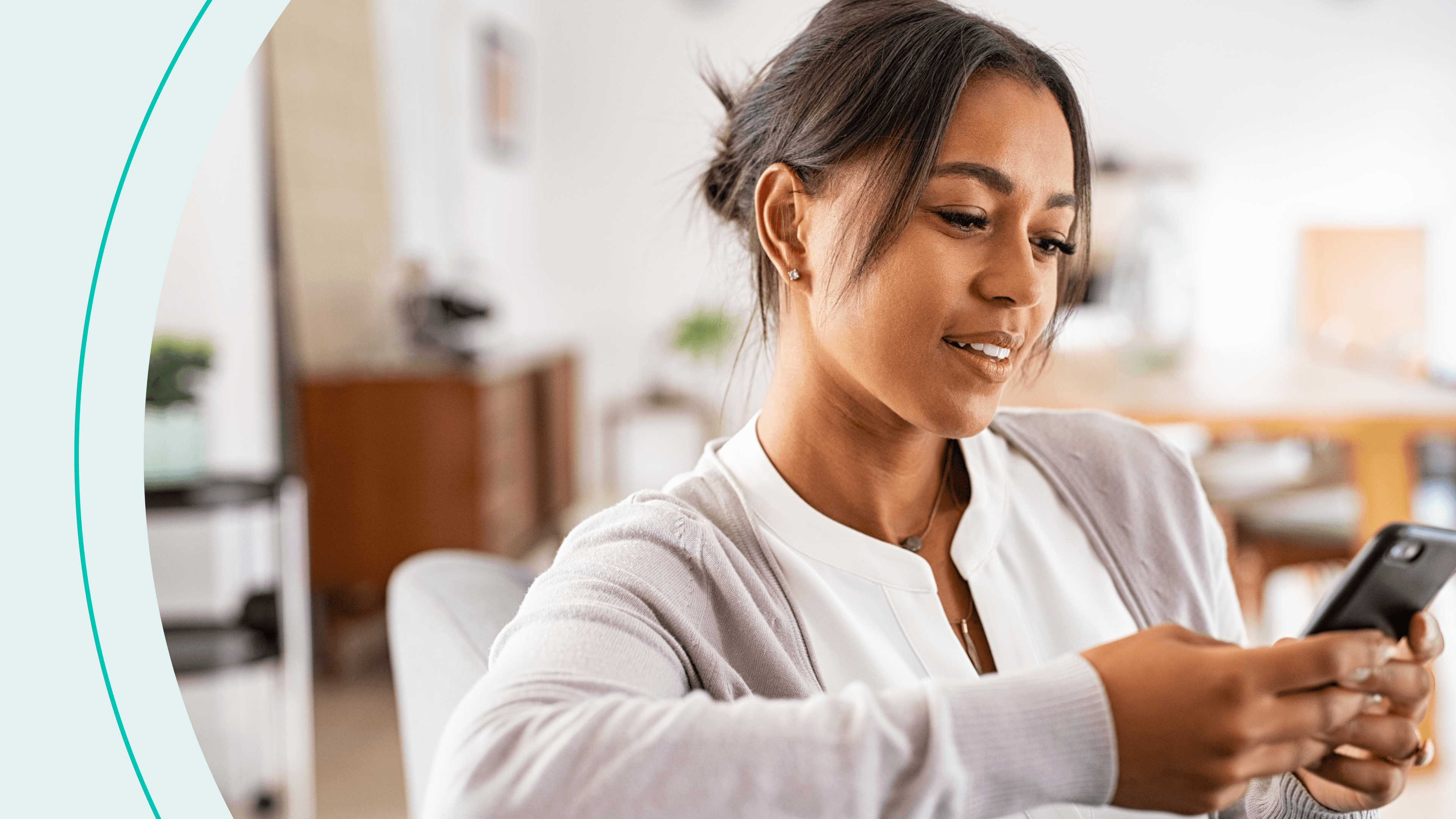 Woman scrolling on her oho