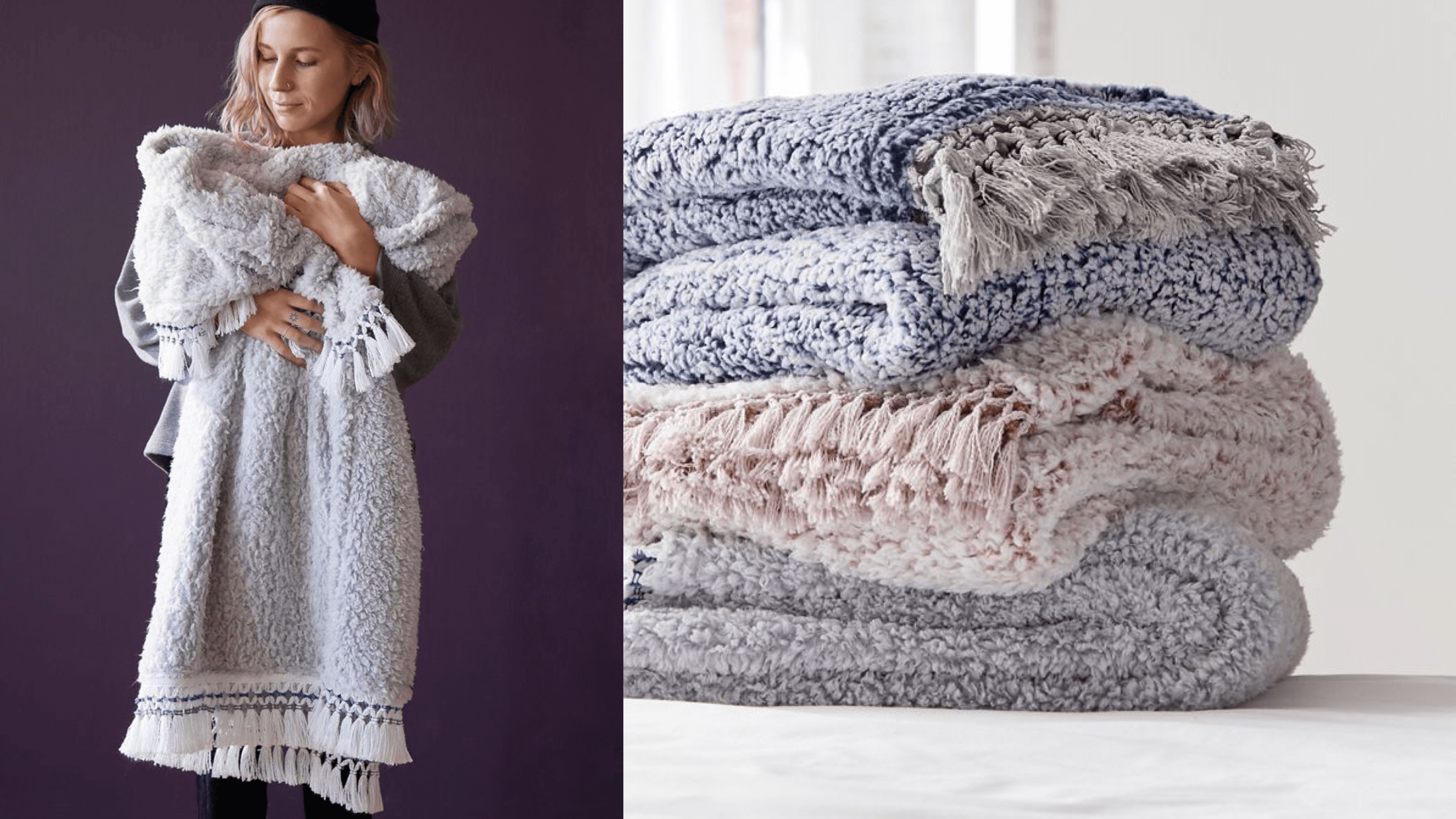 fleece throw with tassels