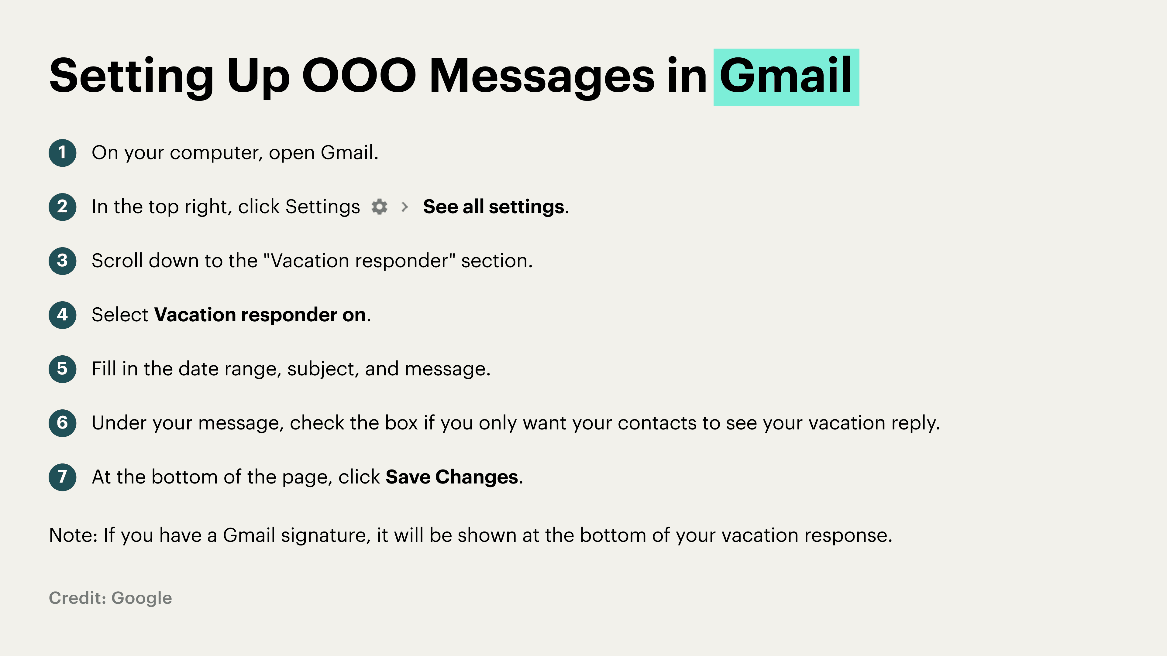 gmail OOO instructions