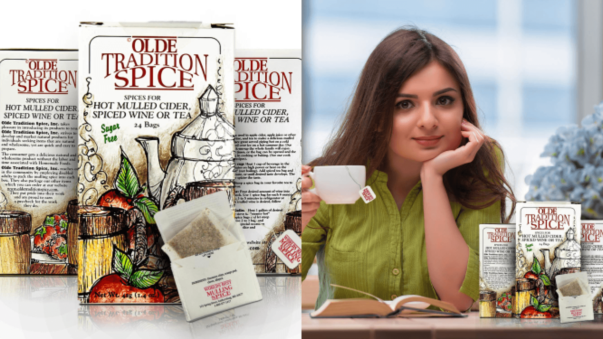 Olde Tradition Spice: Mulling Spices in Tea Bags for Apple Cider, Mulled Wine, Glühwein, Hot Toddy Holiday Drink - Sugar-Free & Caffeine-Free - 24 Count