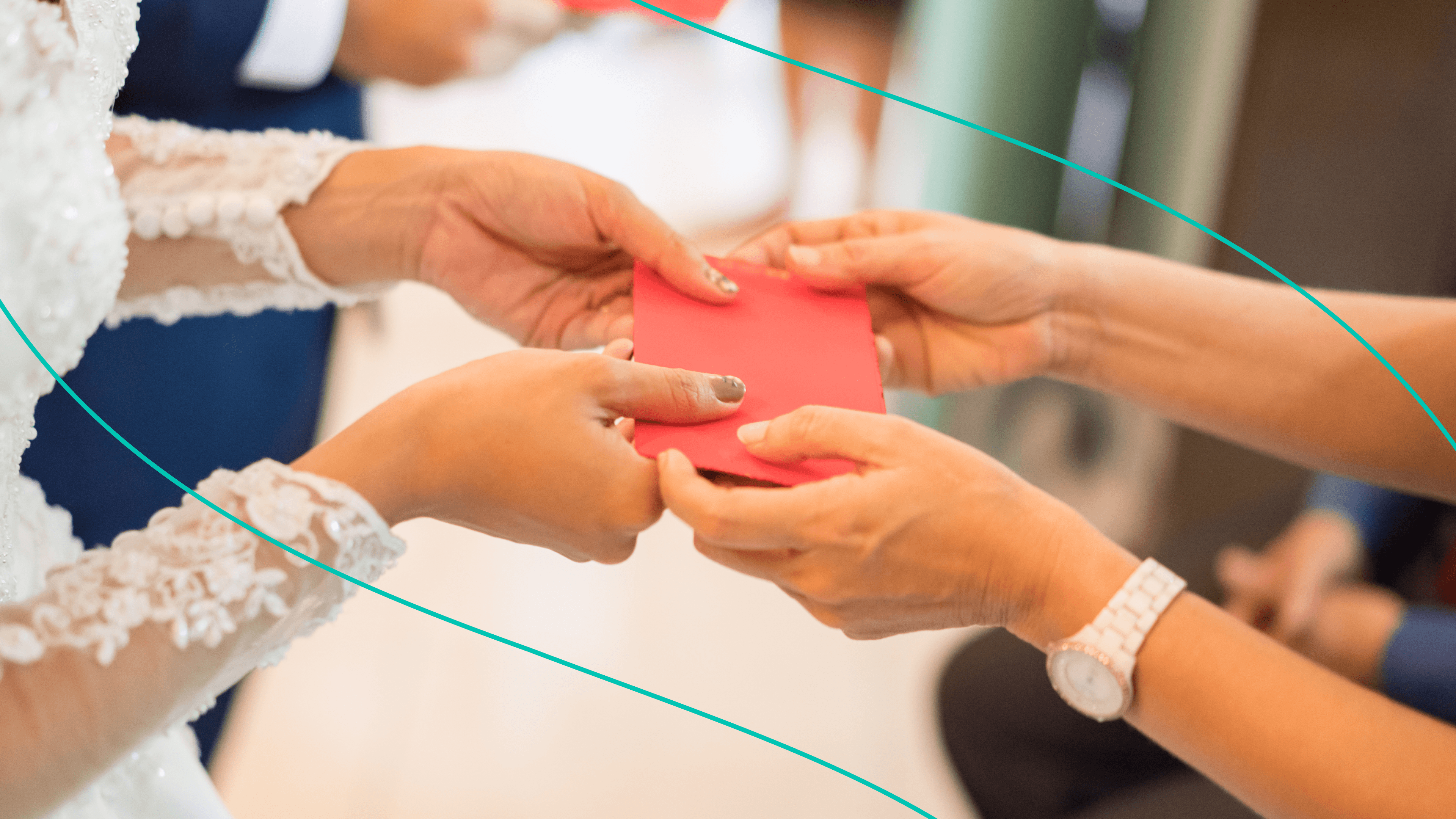 accessibility, guest giving bride a red envelope