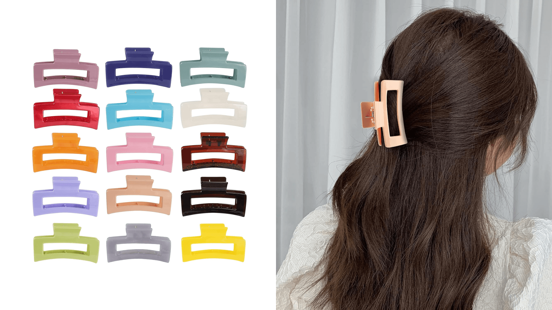 Ceciaoaime Rectangle Hair Claw Clips 15-Pack