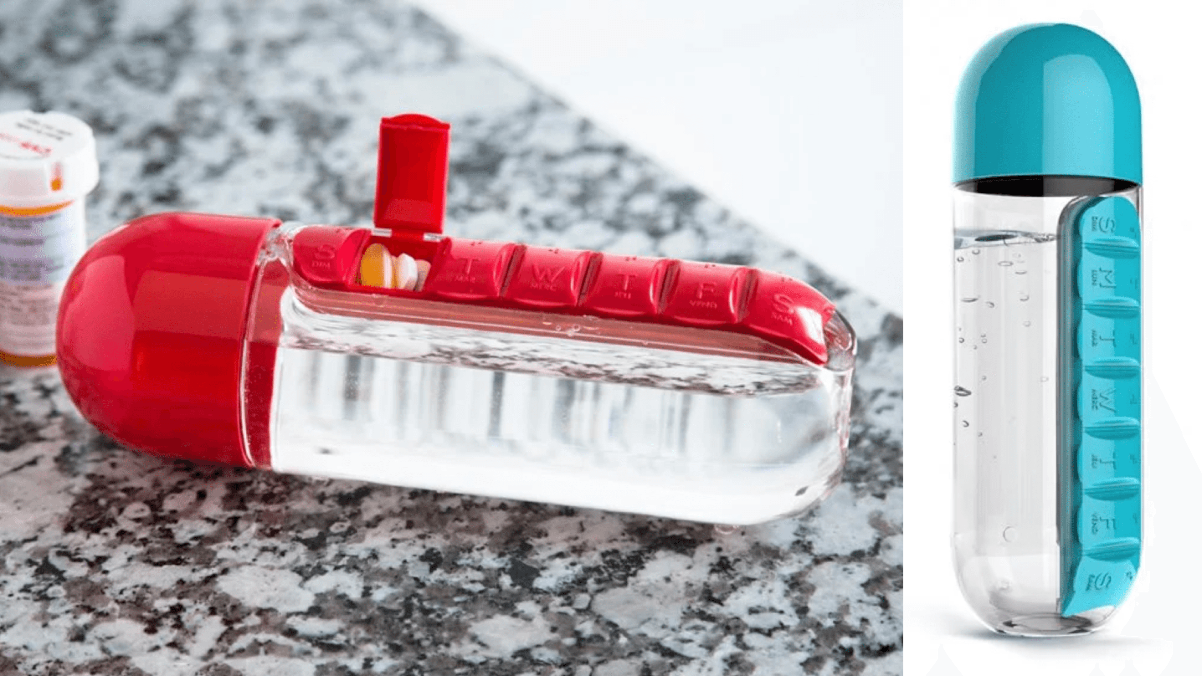 water bottle that also has a pill compartment