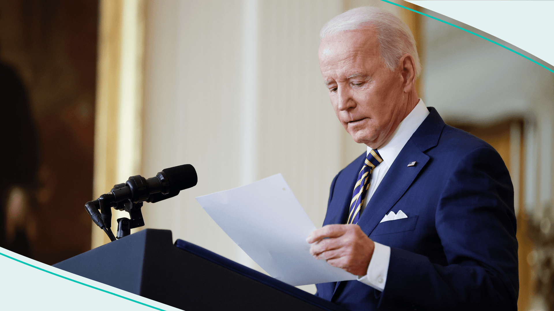 U.S. President Joe Biden answers questions during a news conference in the East Room
