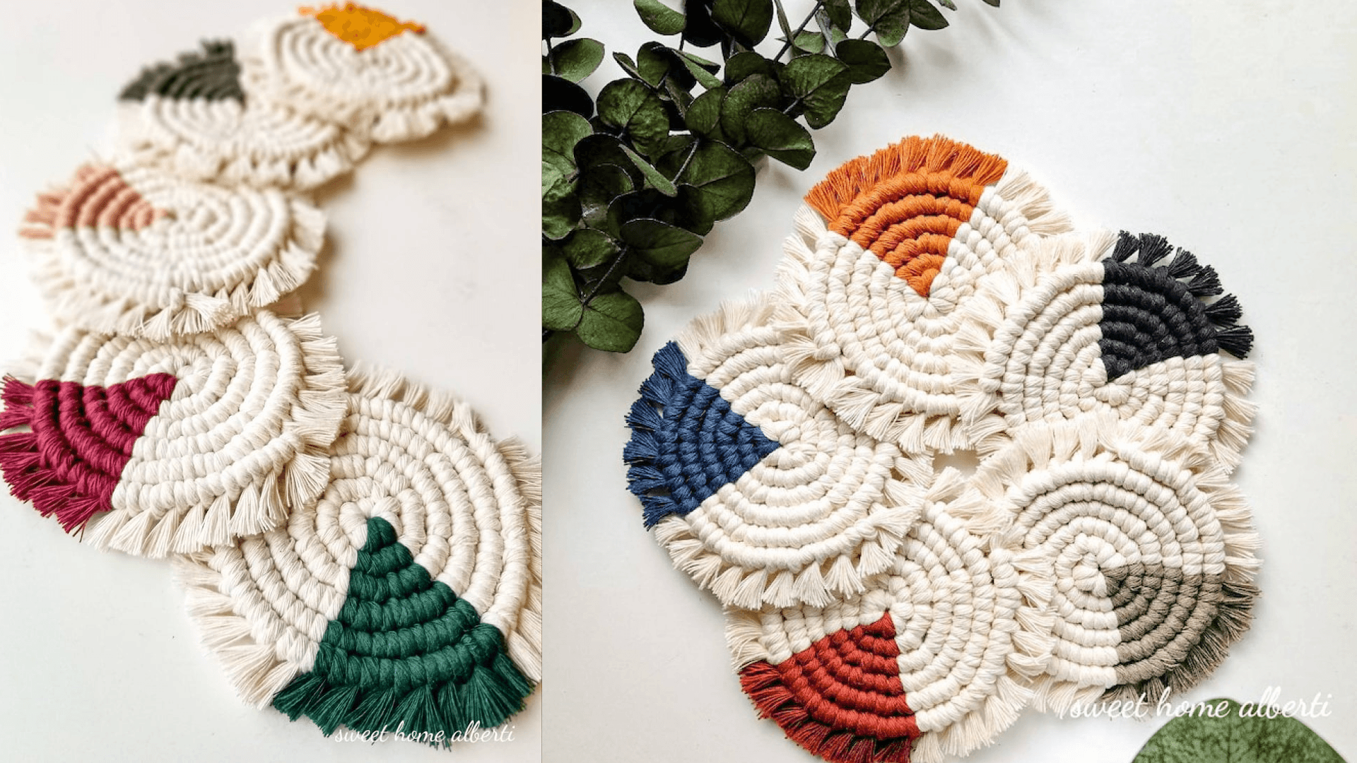 handmade woven coasters made from recycled cotton