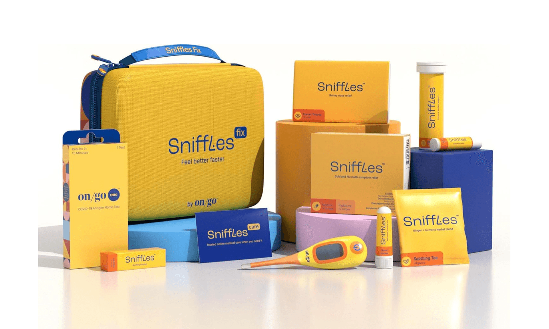 Sniffles™ Cold and flu, First aid for colds, RSV, flu; Included Doctor Care, Connected Thermometer, rx to Your Home. Efective for Testing JN.1
