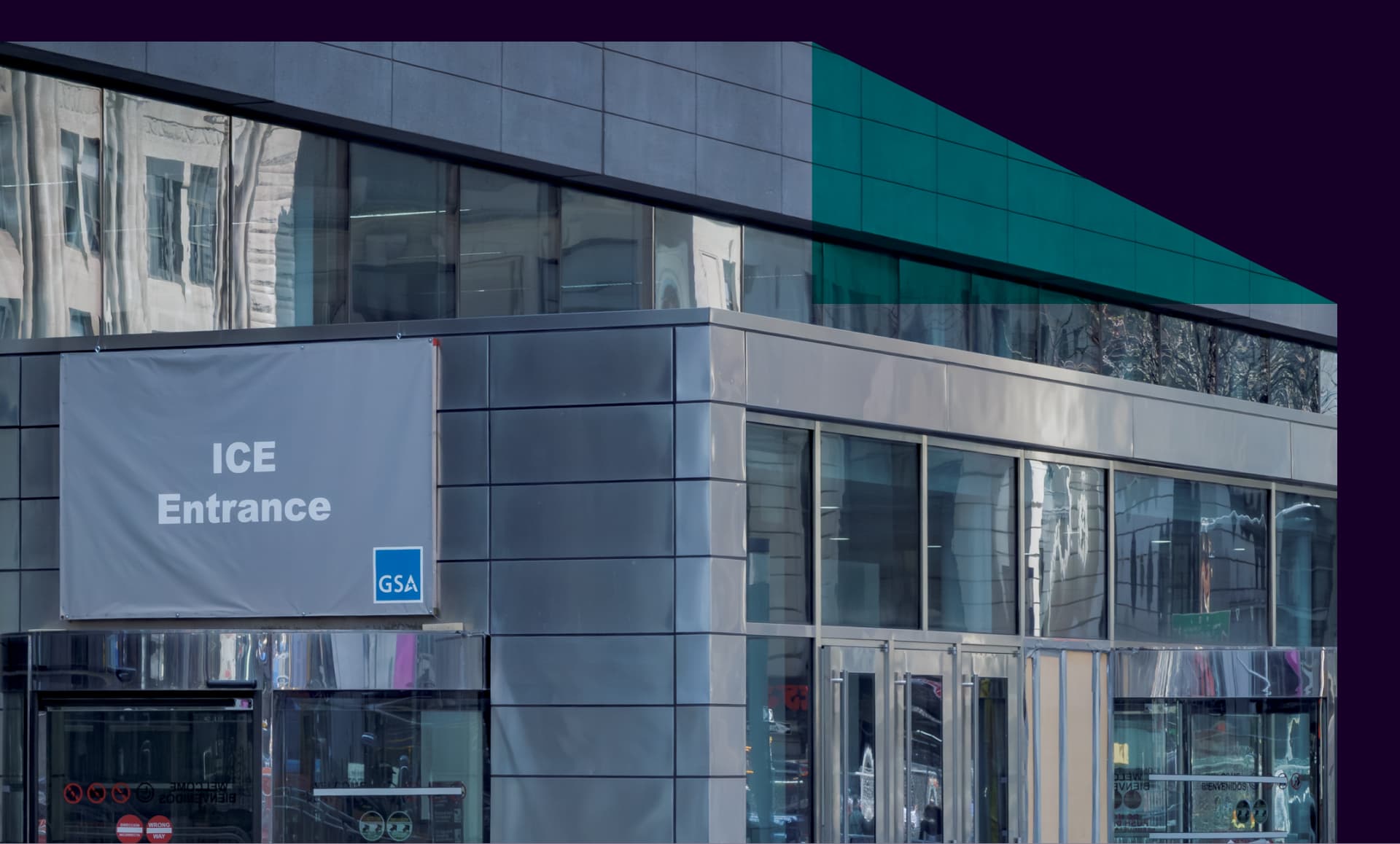 Entrance to the U.S. Immigration and Customs Enforcement's (ICE) New York Headquarters at 26 Federal Plaza in Manhattan.