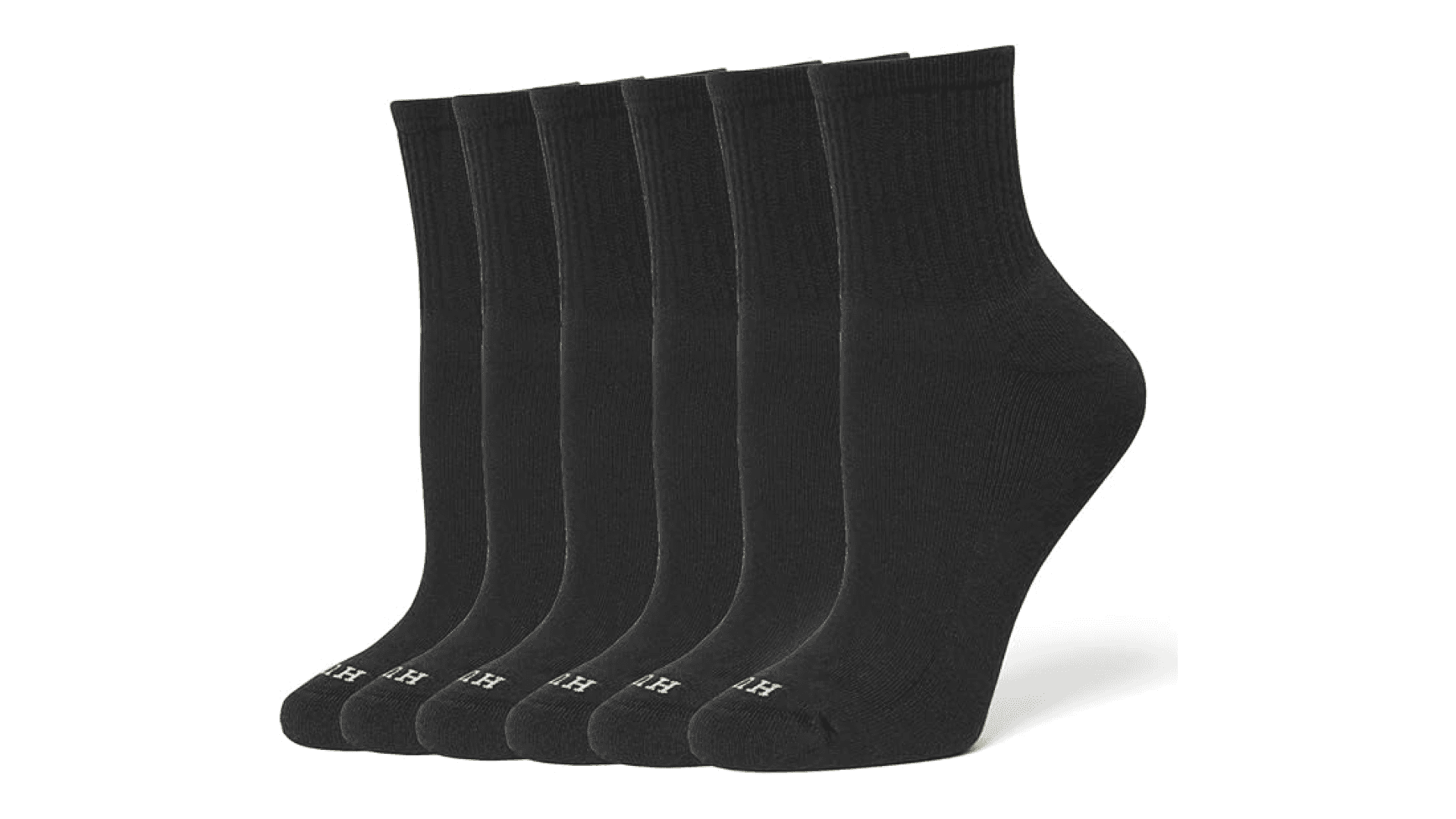 Hue Women's Mini Crew Sock 6-Pack, Black, One Size