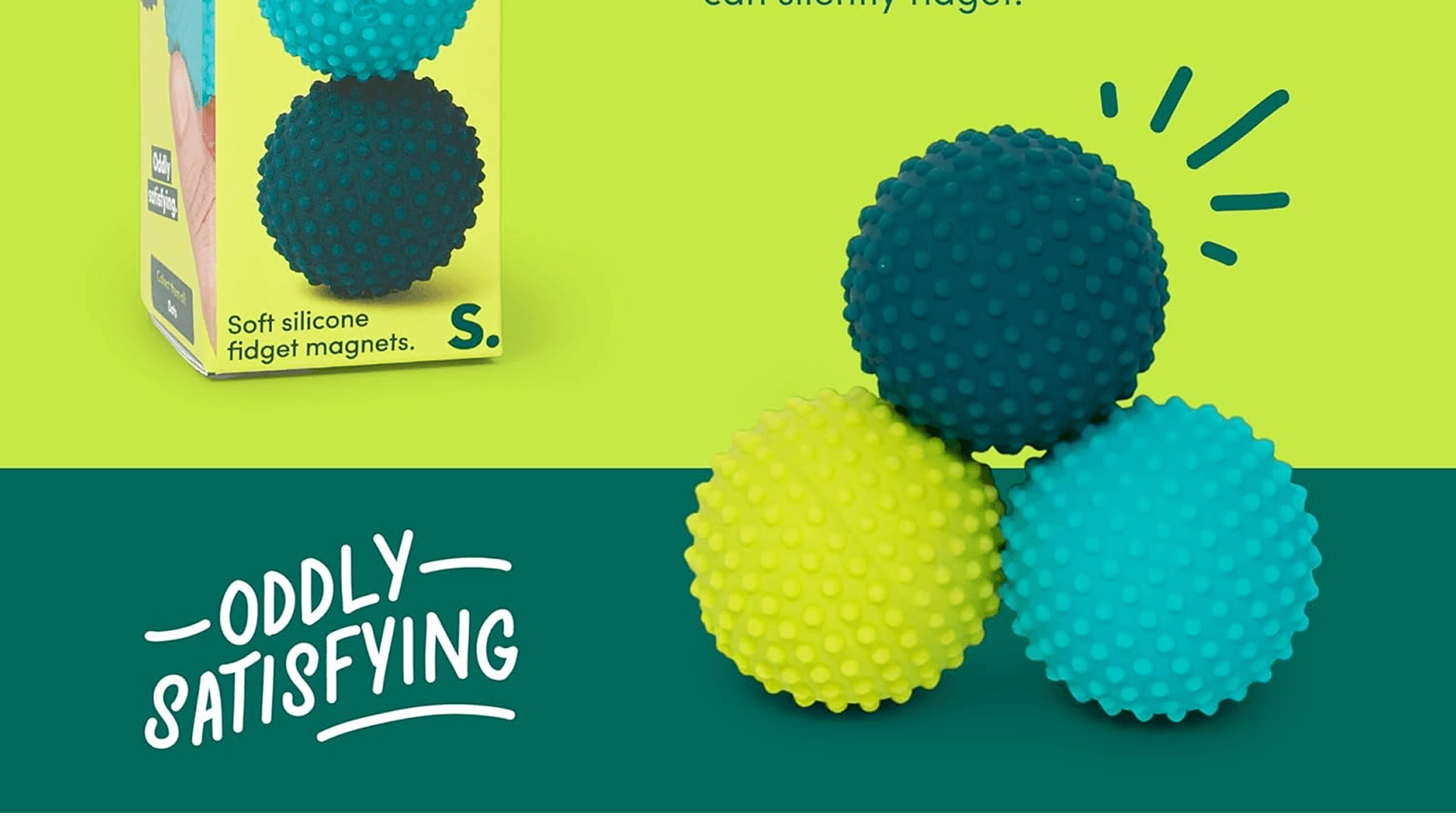 Speks Odds Soft Silicone Fidget Magnets | Silent Stress Relief Toys | Textured Magnetic Balls for Adults & Teens 14+ | Green