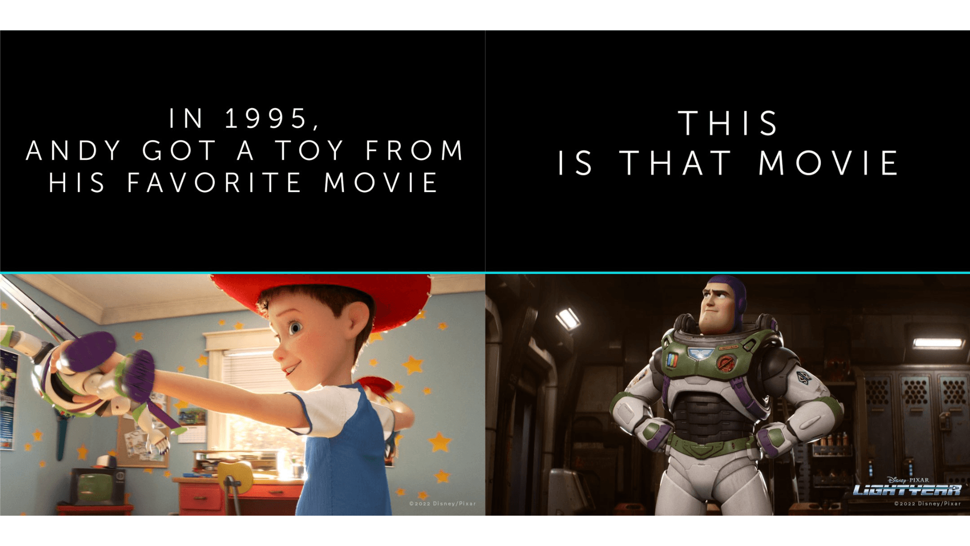 Andy playing with Buzz action figure