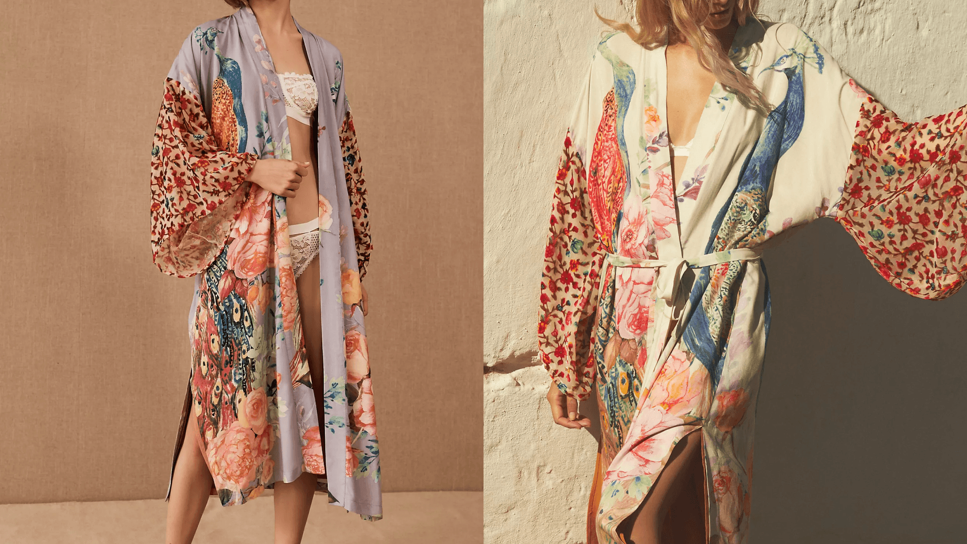 Wedding lingerie printed kimono