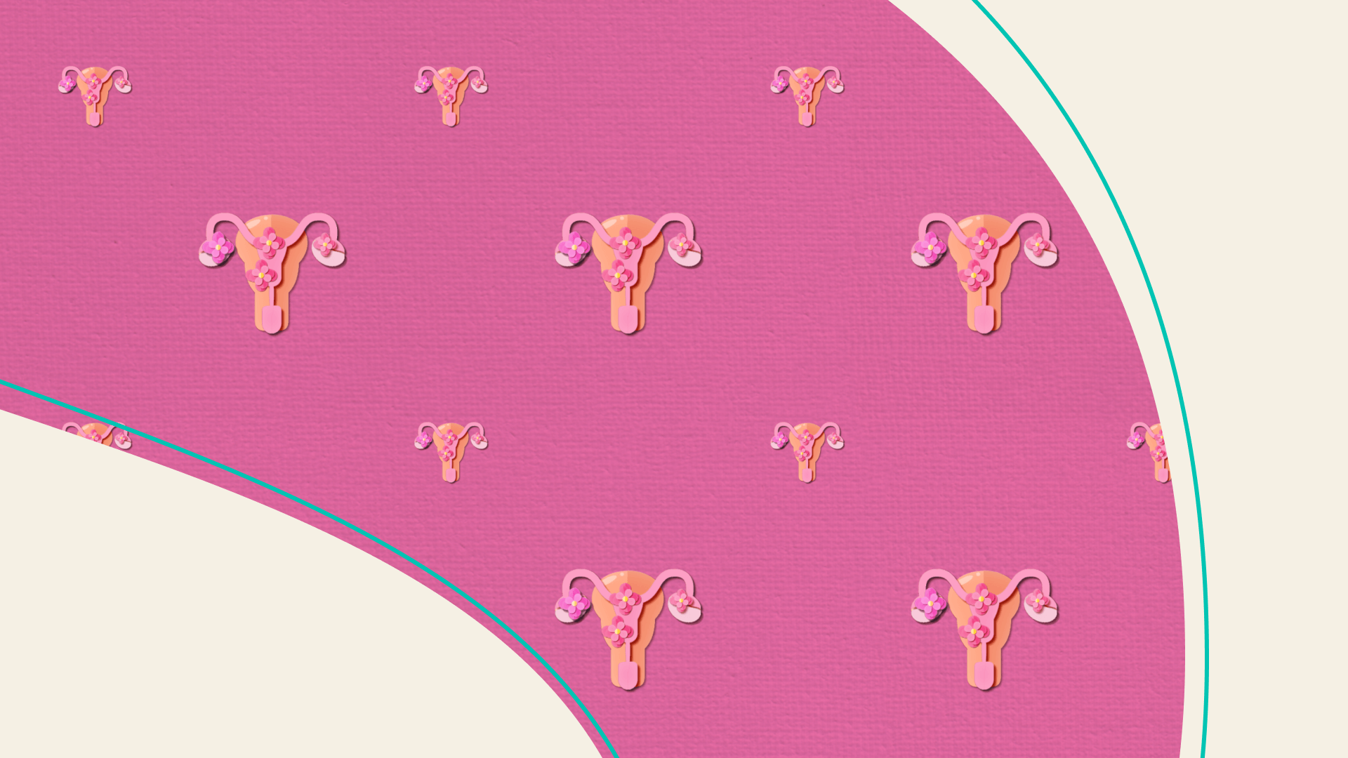 uterus un paper work.Pink backgroundArt concept of female reproductive health