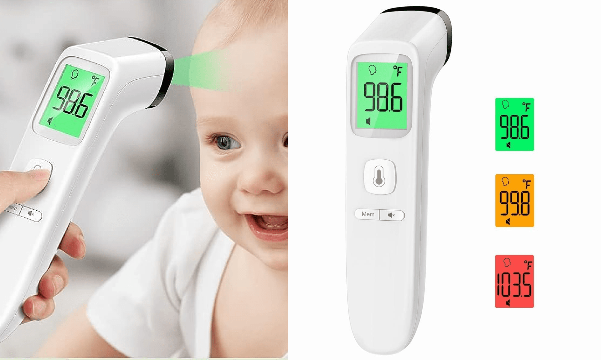 No-Touch Thermometer for Adults and Kids, Fast Accurate Digital Thermometer with Fever Alarm & Silent Mode, Easy-to-use, Forehead Thermometer for Babies, Kids & Elderly