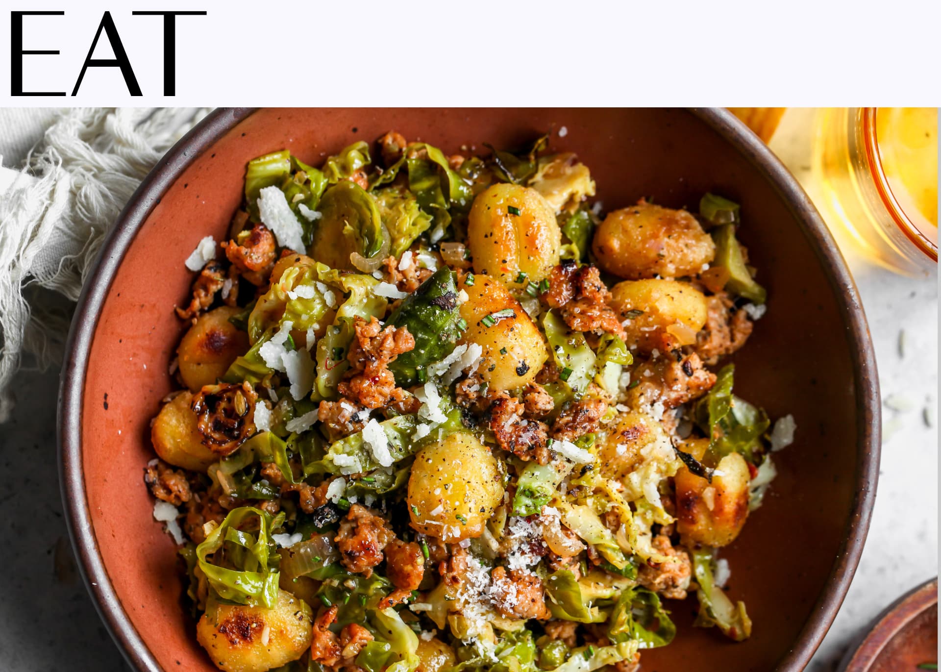 Eat: Dishing Out Health’s One Pan Crispy Gnocchi with Sausage and Brussels