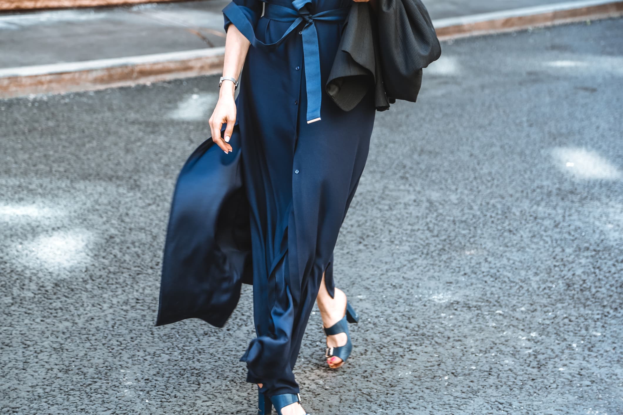 woman walking in dress