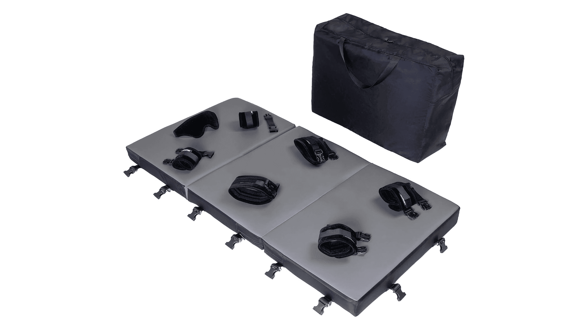 Portable bondage board in folded and extended positions