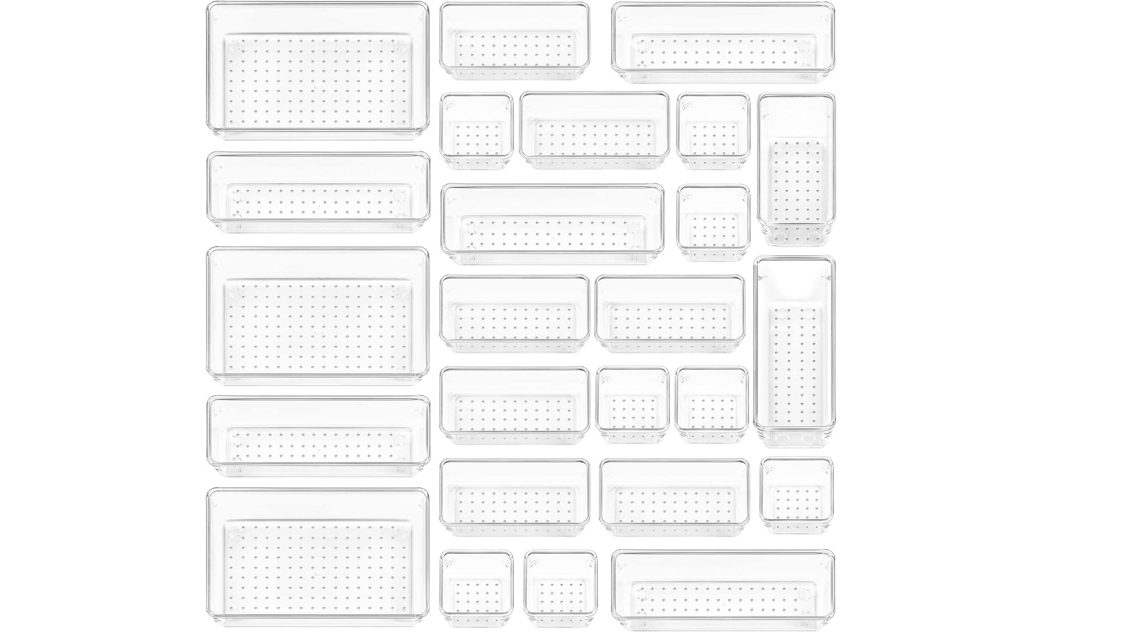 clear plastic drawer bins