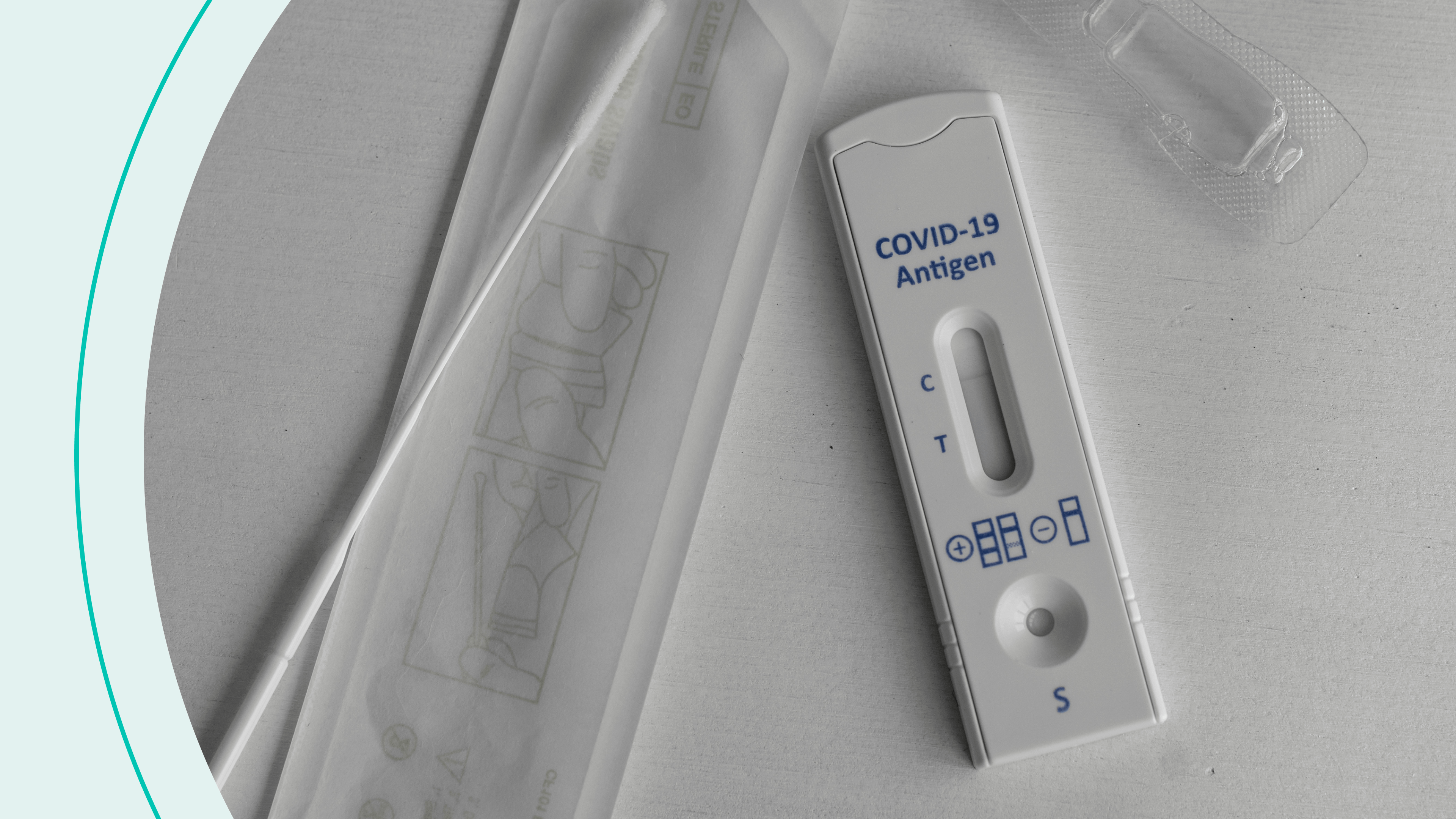 An at-home COVID test on a white surface