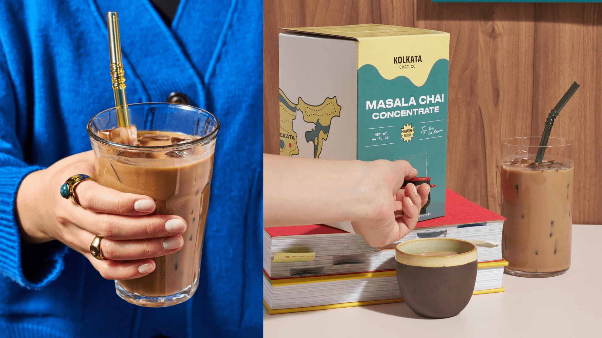 Kolkata Chai - Sugar Free Masala Chai Concentrate for Chai Tea Latte, 64oz Microbrewed Premium Organic Black Tea and Spices, Unsweetened/Zero sugar, Vegan, All Natural, Makes 16 servings